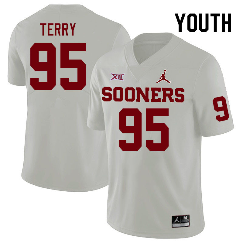 Youth #95 Da'Jon Terry Oklahoma Sooners College Football Jerseys Stitched Sale-White - Click Image to Close